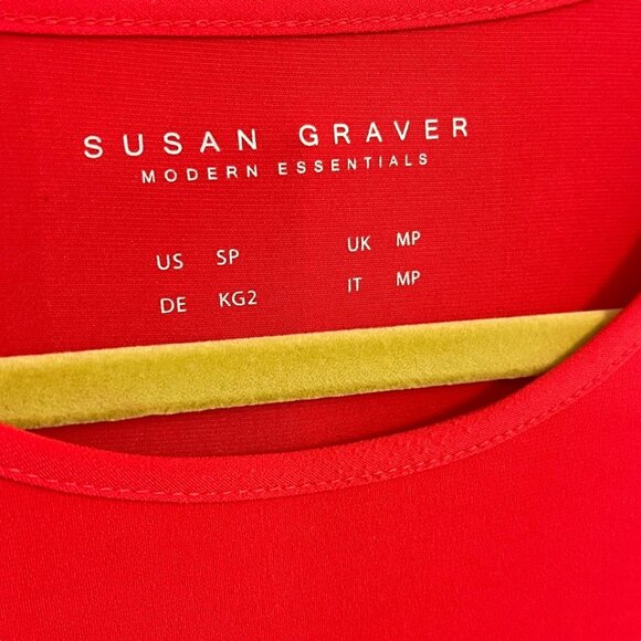 Susan Graver QVC Red Short Sleeve Top US SP Modern Essentials T-Shirt - Picture 2 of 4
